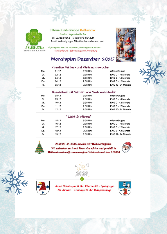 Monatsplan Rathenow Dezember 2025