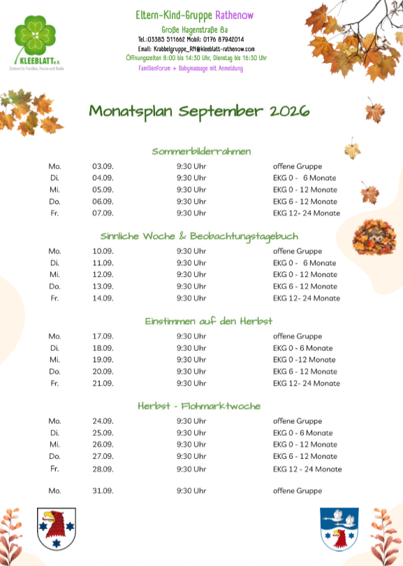 Monatsplan September 2026 Rathenow